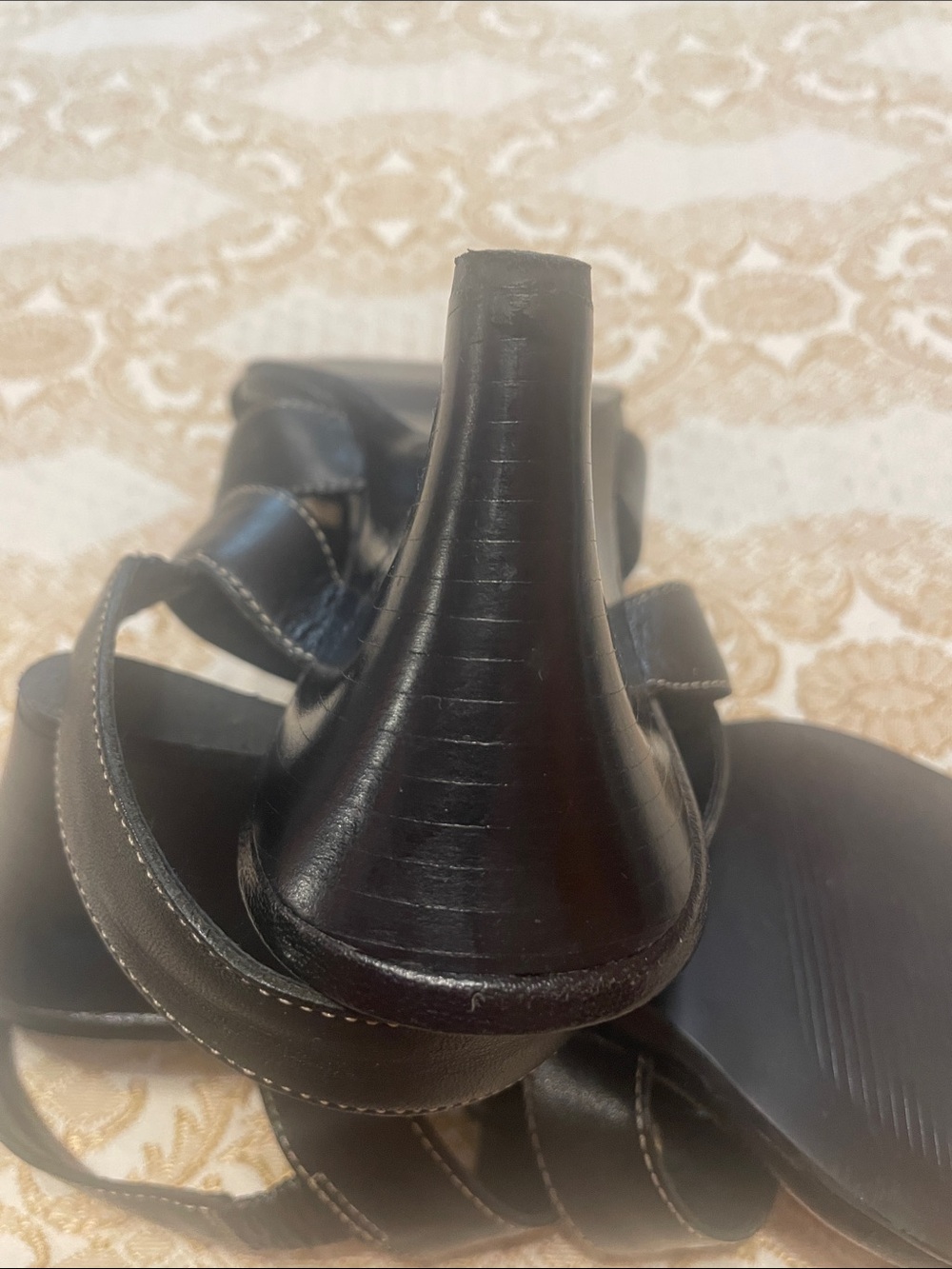 Connie Black Strappy Wedge Sandals with Slingback - Picture 5 of 8